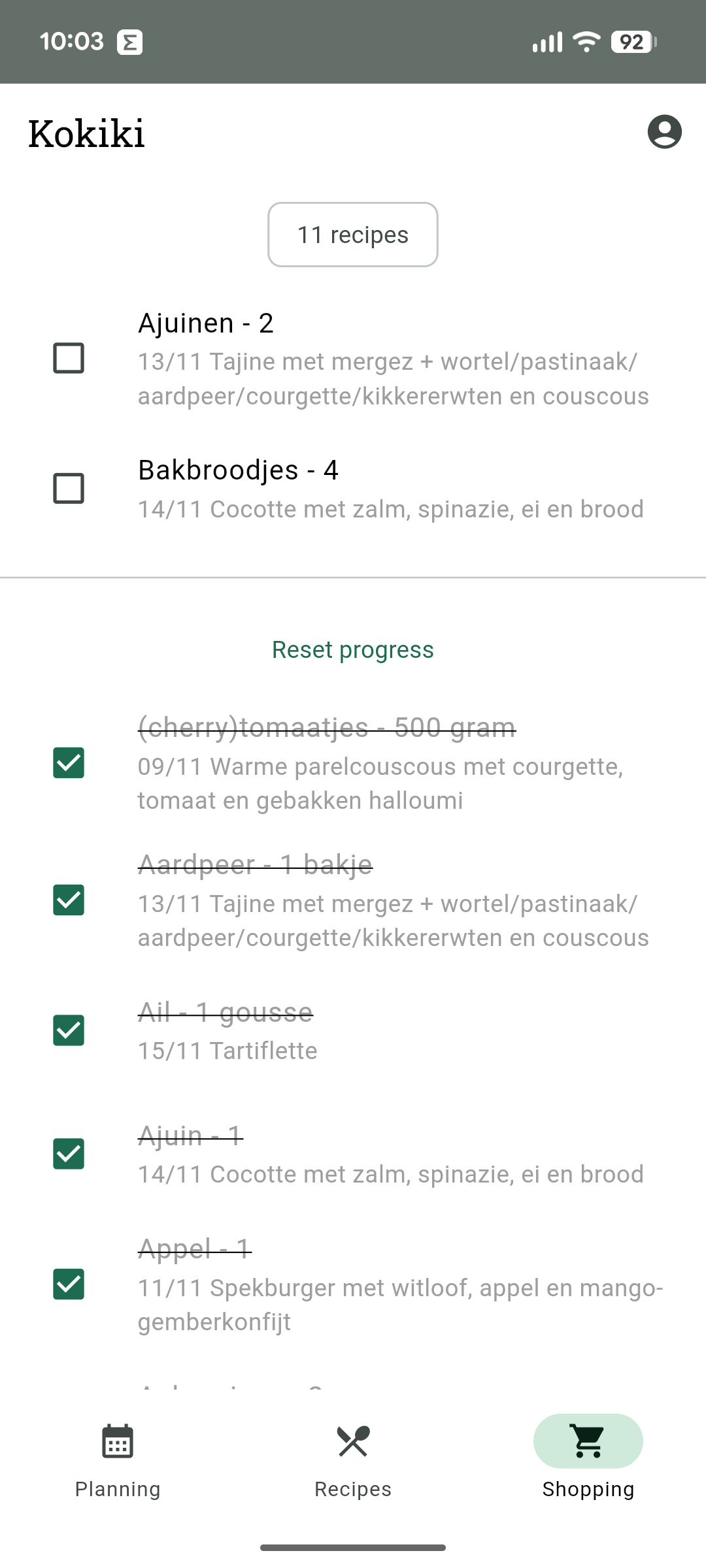 Shopping List Screenshot